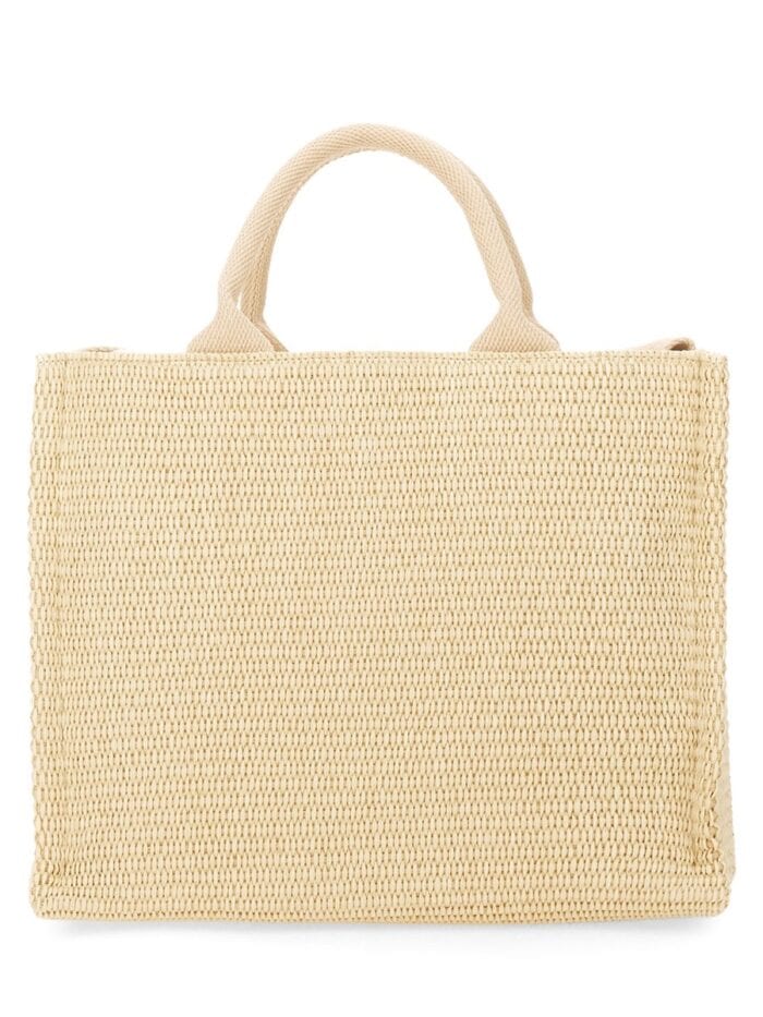 Marni RAFFIA EFFECT FABRIC SMALL TOTE BAG