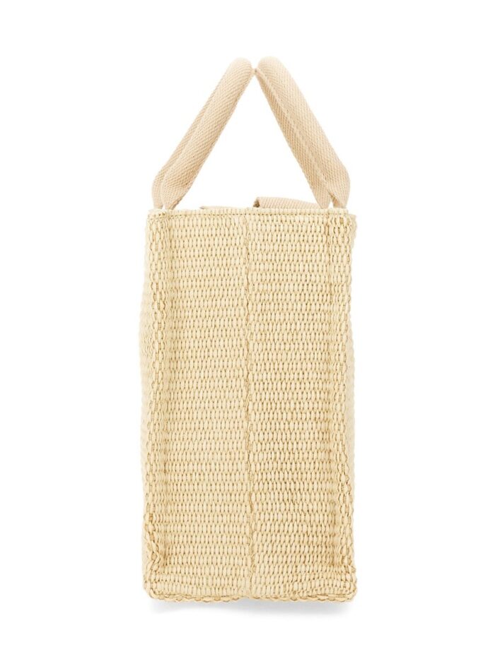 Marni RAFFIA EFFECT FABRIC SMALL TOTE BAG