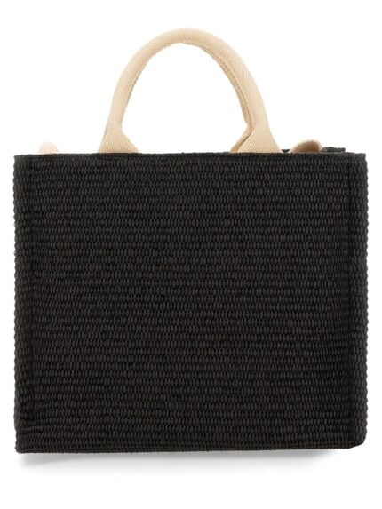 Marni RAFFIA EFFECT FABRIC SMALL TOTE BAG