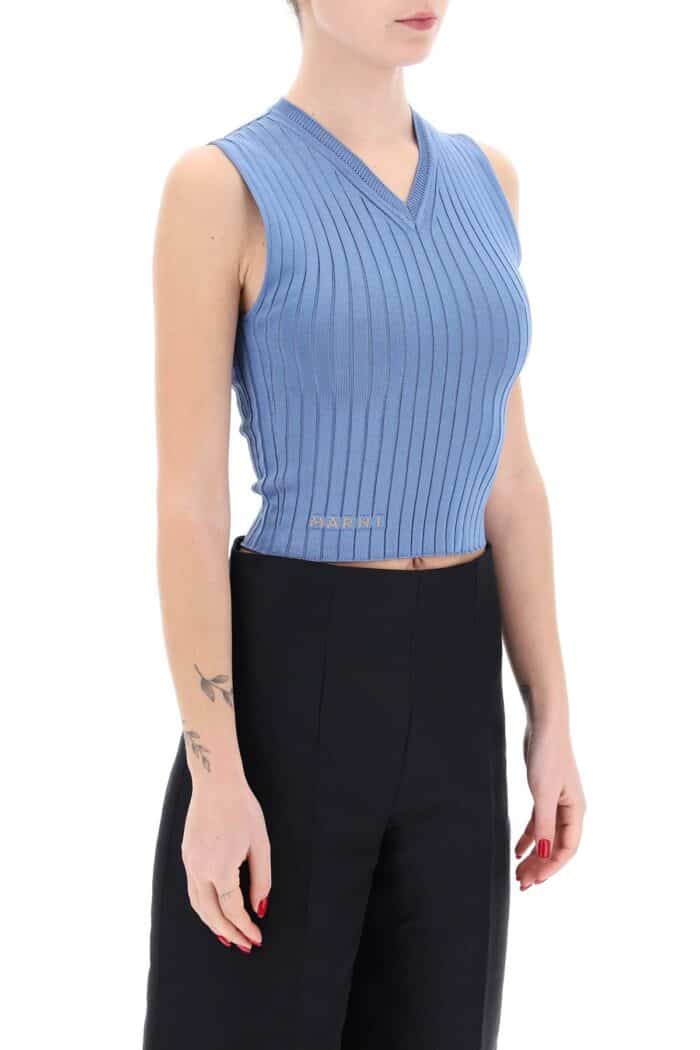 MARNI Sleeveless Ribbed Knit Top