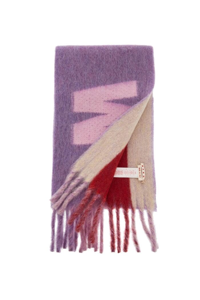 MARNI Wool And Mohair Scarf With Maxi Logo