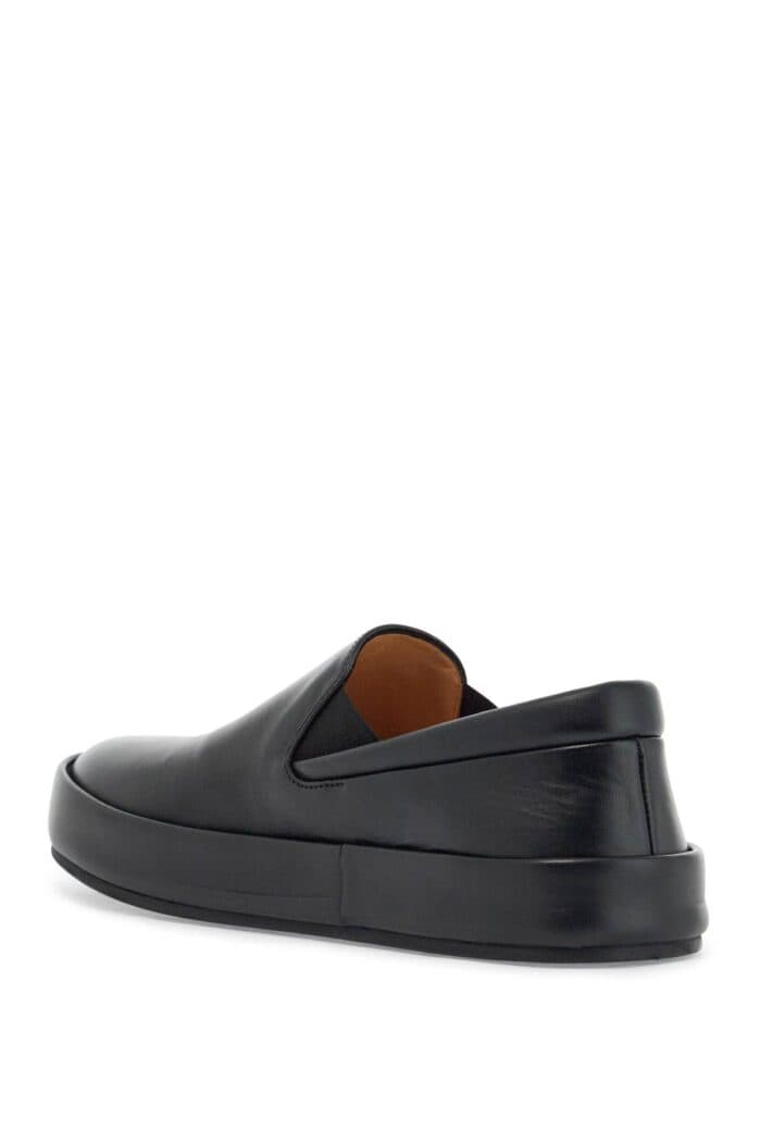 MARSLL Minimalist Black Calfskin Slip-on Slippers With Rubber Sole