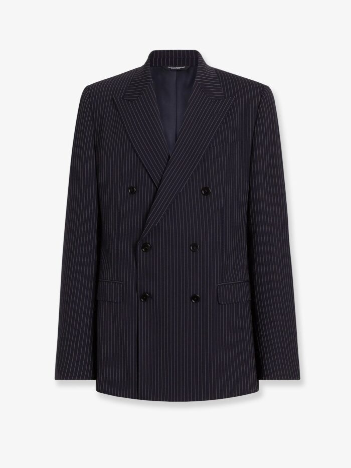dolce & gabbana martini light double breasted pinstriped wool blazer Dolce & Gabbana Martini Light Double-breasted Pinstriped Wool Blazer