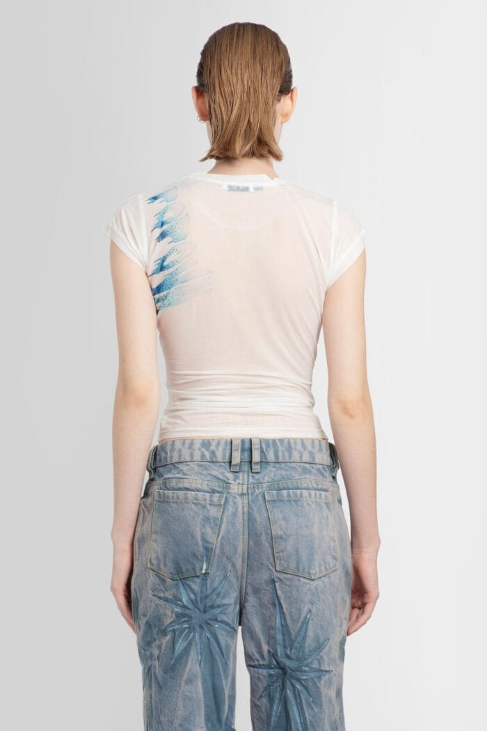 MASHA POPOVA Shoulder Logo Printed Sheer T-shirt