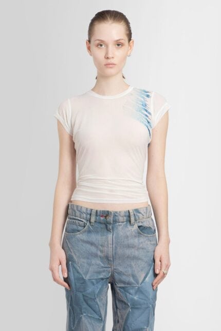 MASHA POPOVA Shoulder Logo Printed Sheer T-shirt