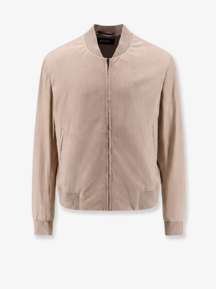 Boss Masic Leather Jacket With Stitching