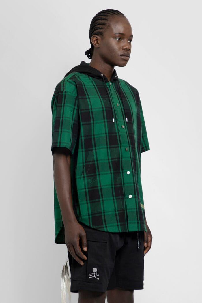 MASTERMIND WORLD Plaid Hooded Short Sleeve Shirt