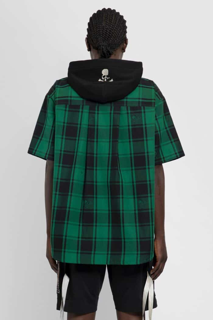 MASTERMIND WORLD Plaid Hooded Short Sleeve Shirt