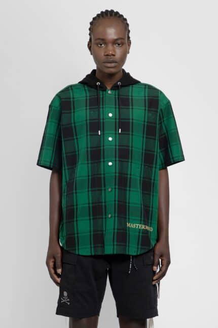 MASTERMIND WORLD Plaid Hooded Short Sleeve Shirt