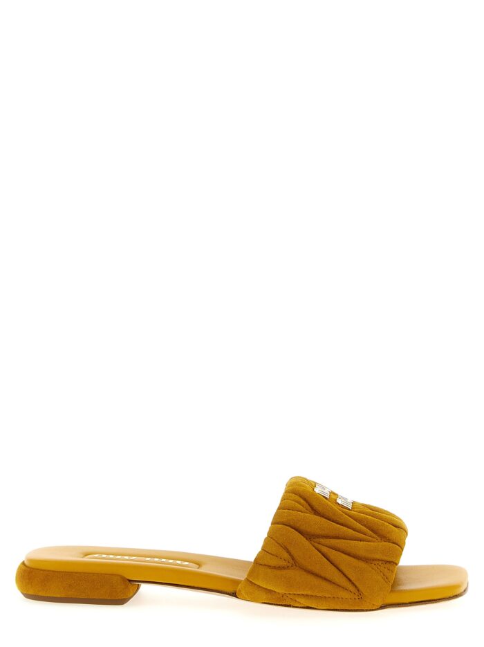 miu miu matelassé suede slides Miu Miu Matelassé Suede Slides