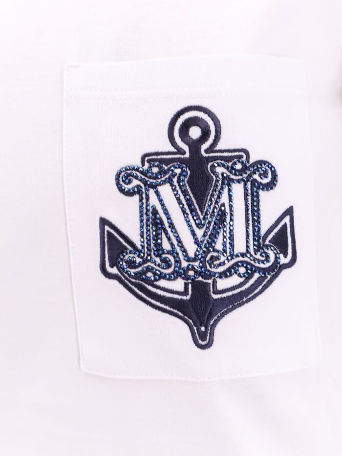 Max Mara Acacia Cotton T-shirt With Breast Pocket And Embroidery