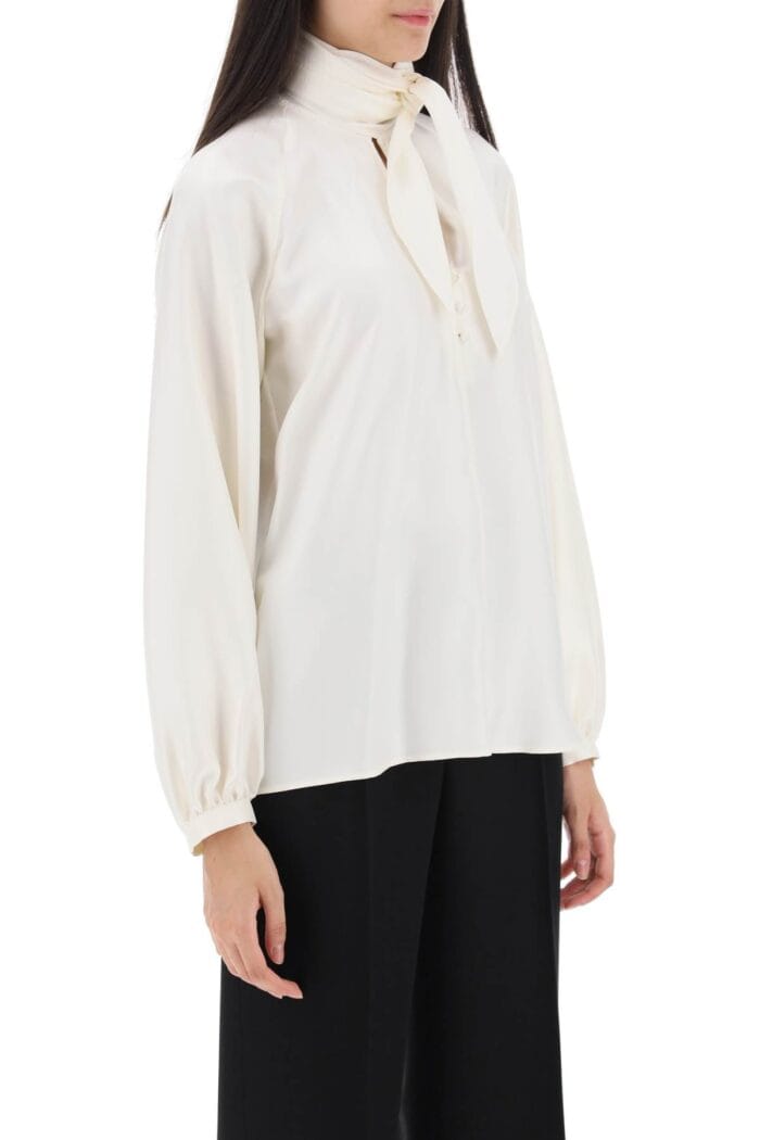 Max Mara 'albenga' Silk Shirt With Bow Collar