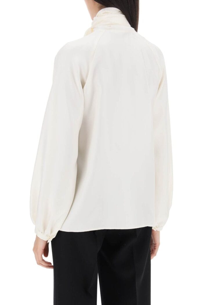 Max Mara 'albenga' Silk Shirt With Bow Collar