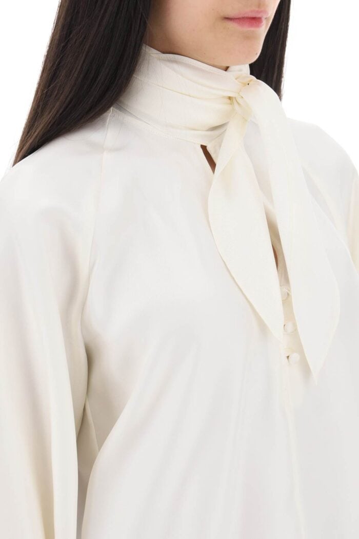 Max Mara 'albenga' Silk Shirt With Bow Collar