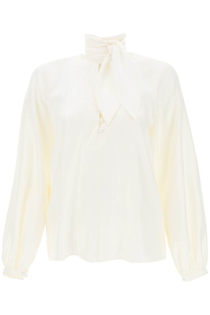 Max Mara 'albenga' Silk Shirt With Bow Collar