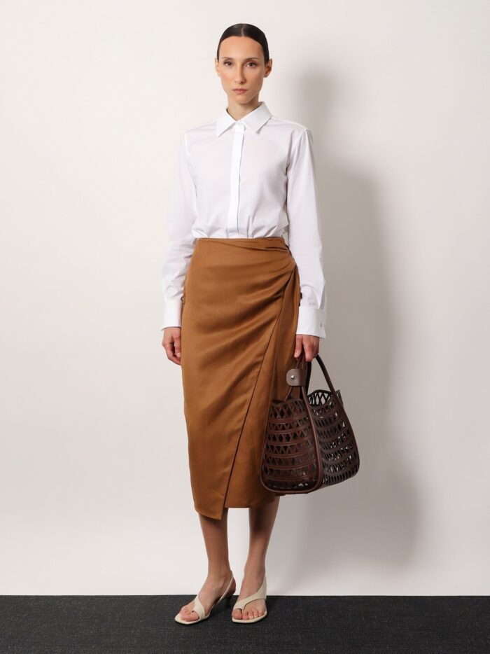 Max Mara Angora 1234 Stretch Cotton Body Shirt With Logo Embroidery