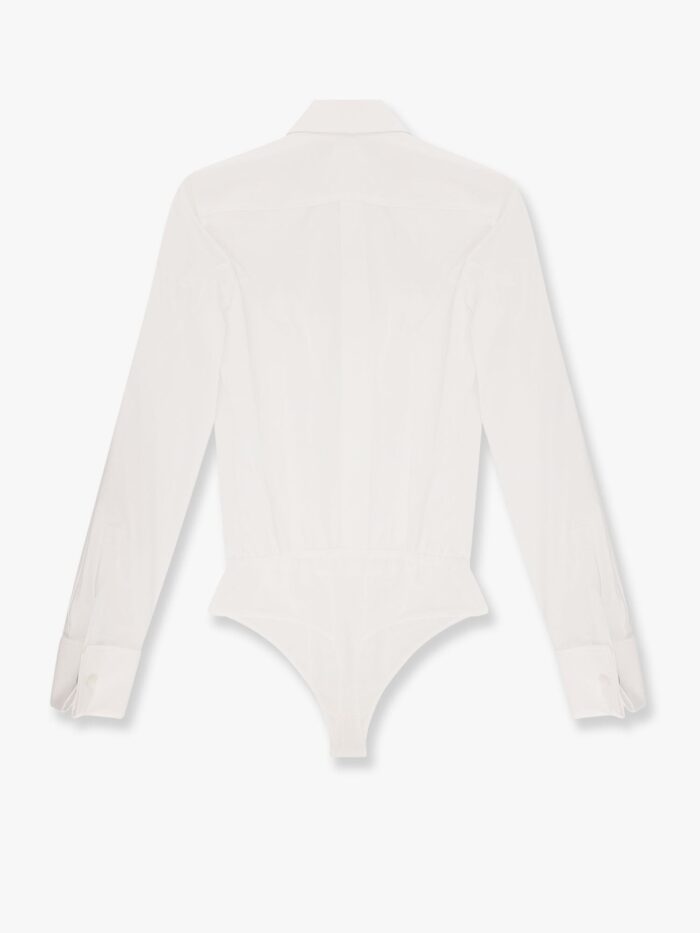 Max Mara Angora 1234 Stretch Cotton Body Shirt With Logo Embroidery