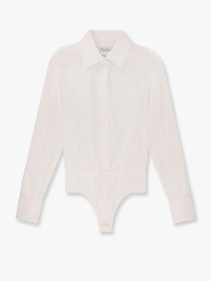 Max Mara Angora 1234 Stretch Cotton Body Shirt With Logo Embroidery