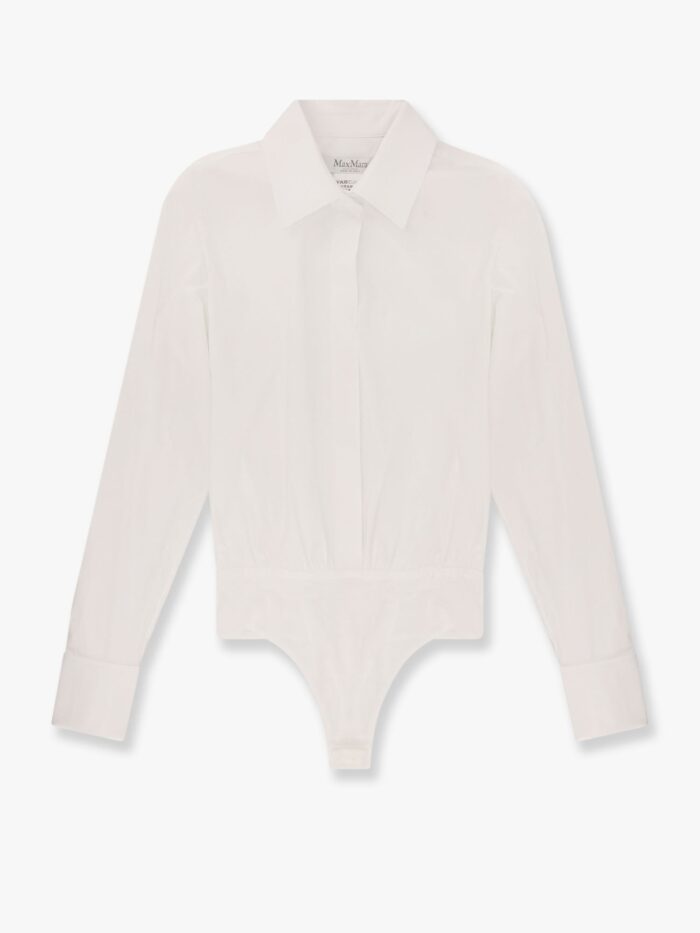 Max Mara Angora 1234 Stretch Cotton Body Shirt With Logo Embroidery
