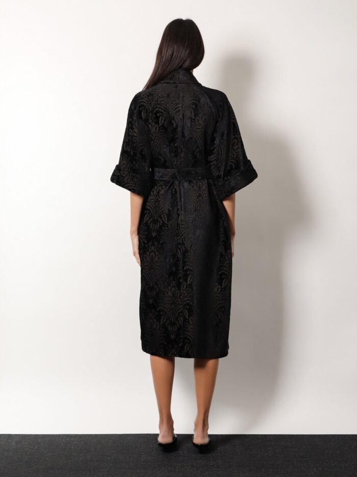 Max Mara Edolo Oversize Velvet Coat With Damask Motif