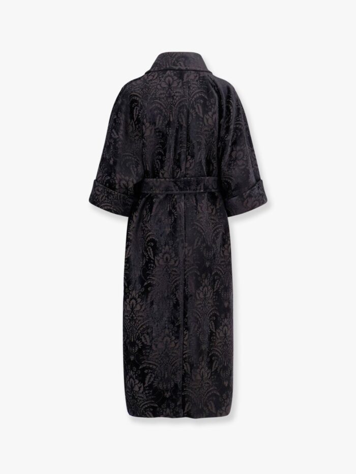Max Mara Edolo Oversize Velvet Coat With Damask Motif