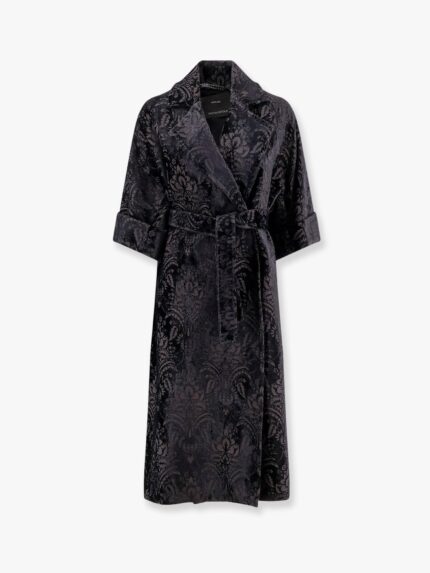 Max Mara Edolo Oversize Velvet Coat With Damask Motif