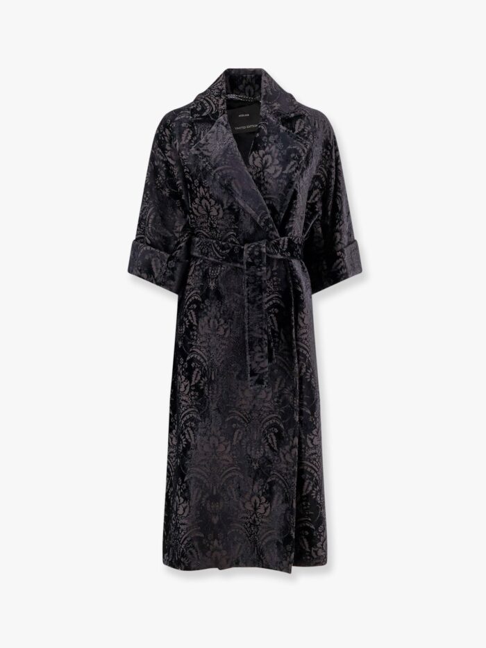 Max Mara Edolo Oversize Velvet Coat With Damask Motif