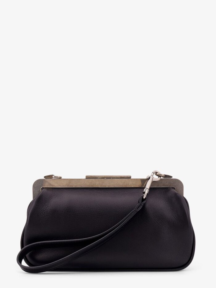 Max Mara Leather Clutch With Metal Logoed Detail