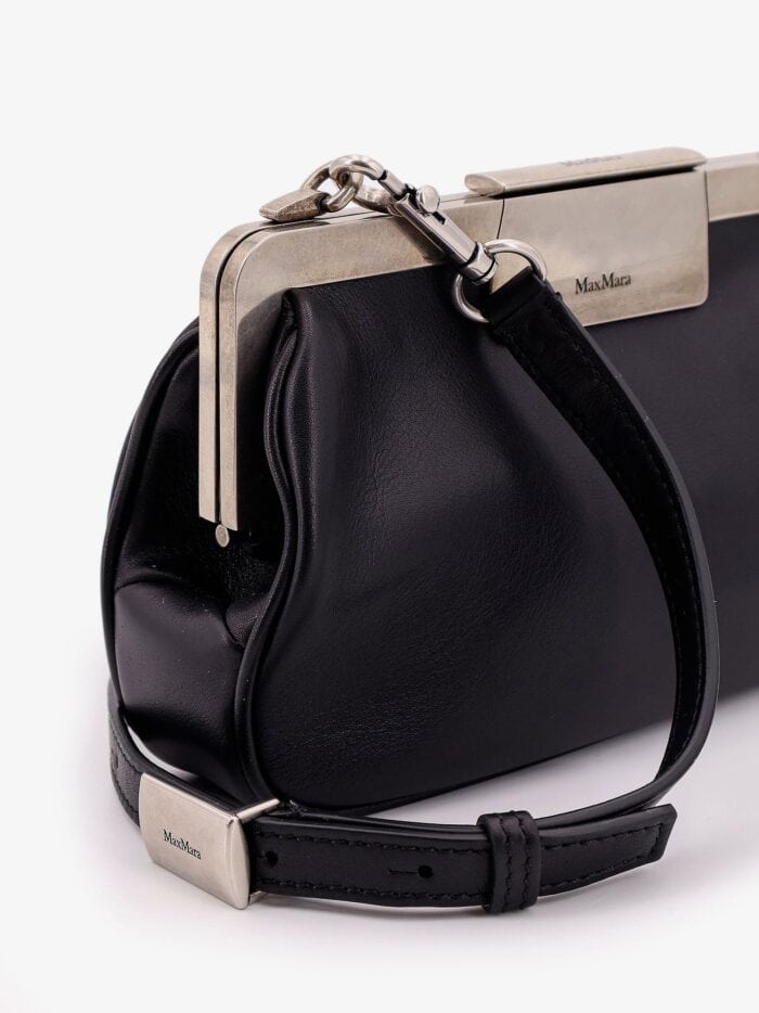 Max Mara Leather Clutch With Metal Logoed Detail