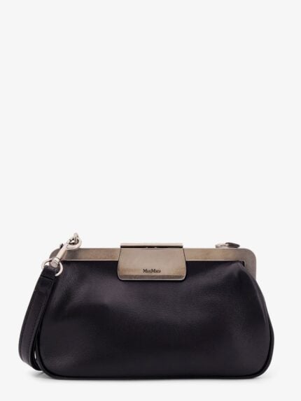 Max Mara Leather Clutch With Metal Logoed Detail