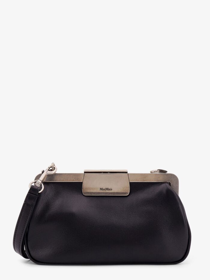 Max Mara Leather Clutch With Metal Logoed Detail