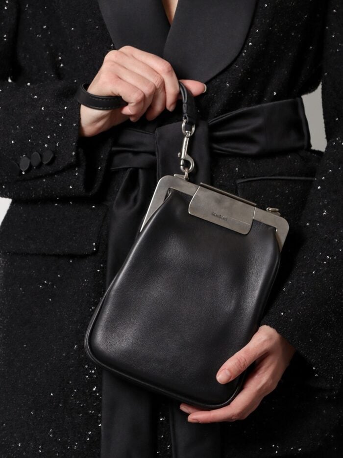 Max Mara Leather Handbag With Metal Logoed Detail