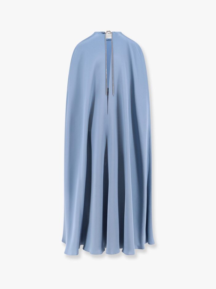 Max Mara Managua Silk Long Dress With Silk Cape And Metal Detail