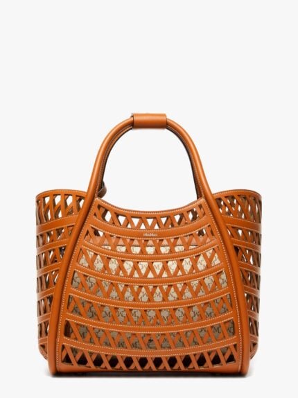 Max Mara Marines Weaving Perforated Leather Handbag With Internal Clutch
