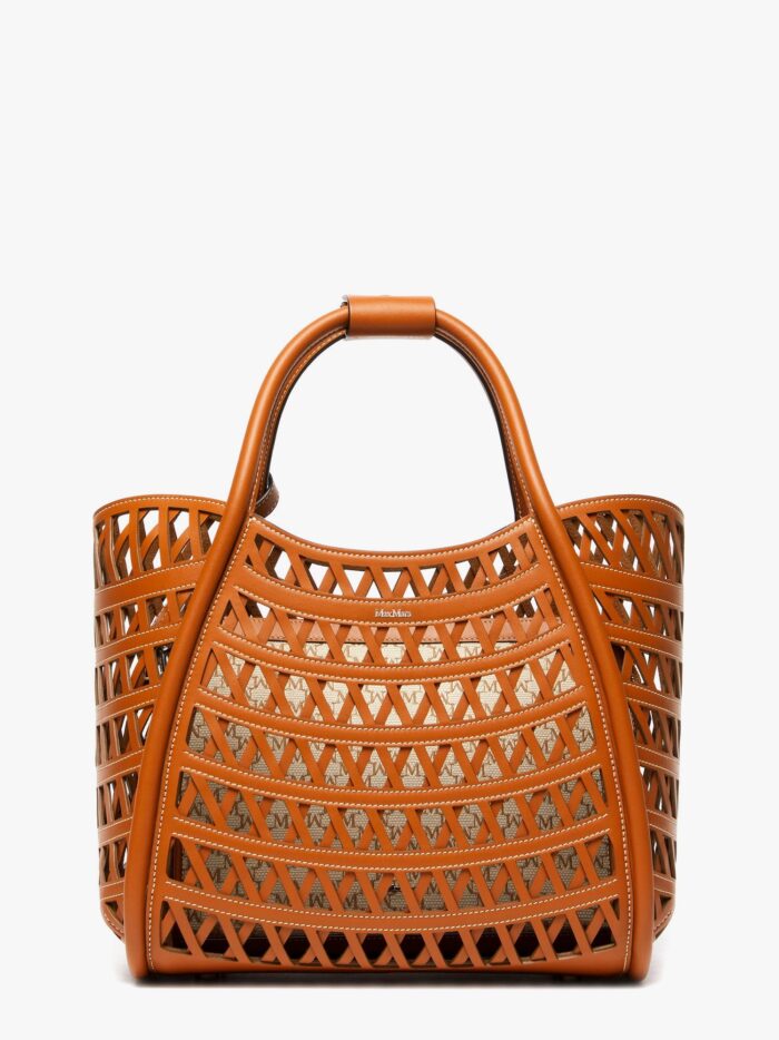 Max Mara Marines Weaving Perforated Leather Handbag With Internal Clutch
