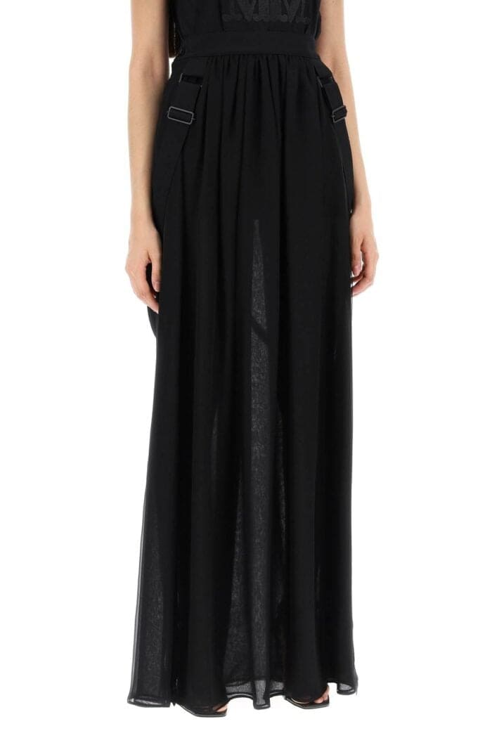 MAX MARA Maxi Silk Chiffon Jedy Skirt In