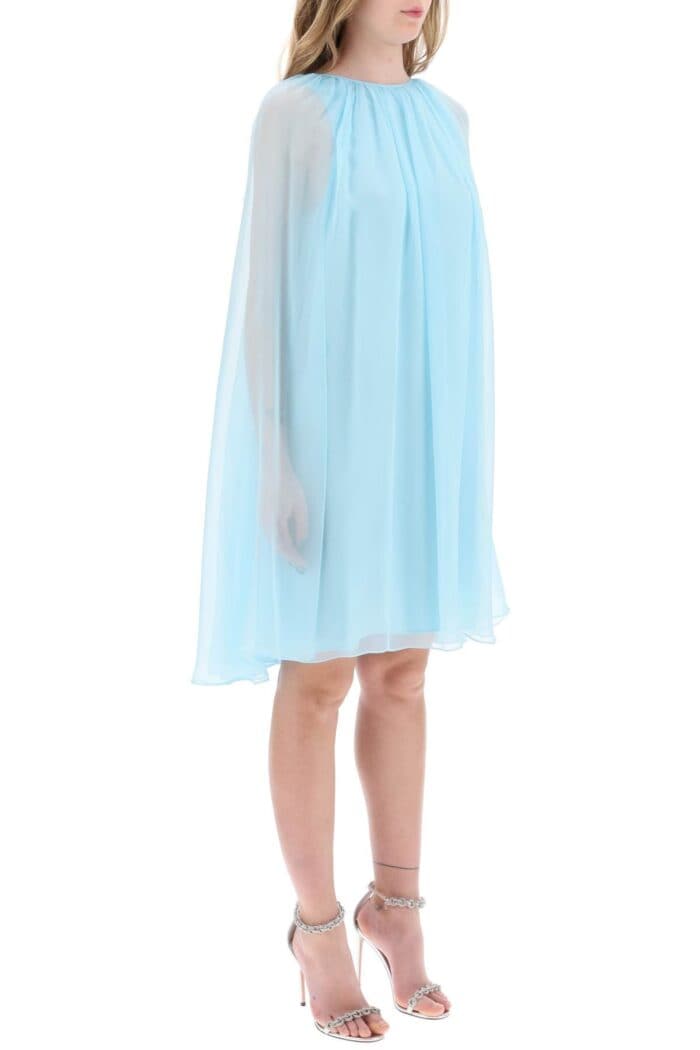 MAX MARA Mini Flared Silk Chiffon Dress.