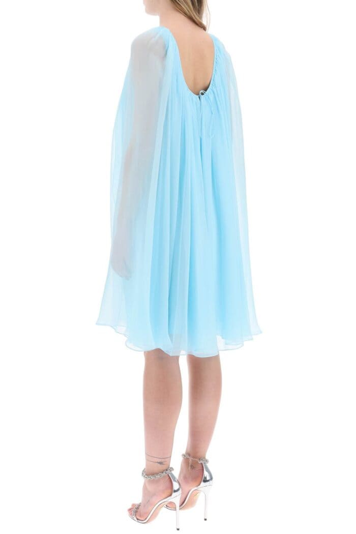 MAX MARA Mini Flared Silk Chiffon Dress.