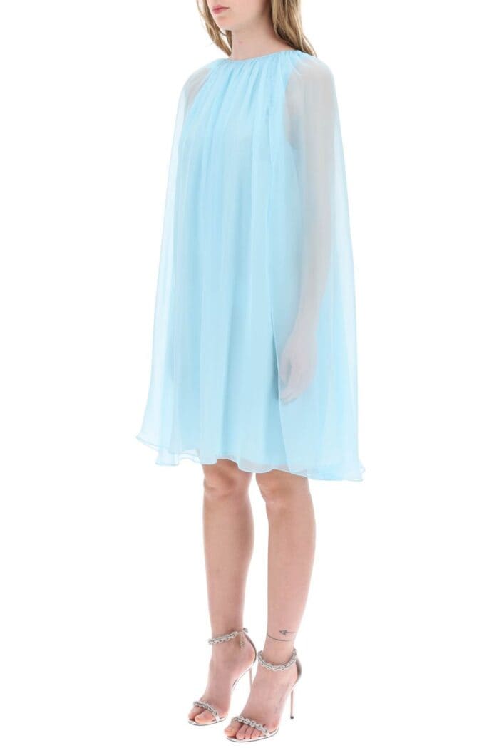 MAX MARA Mini Flared Silk Chiffon Dress.