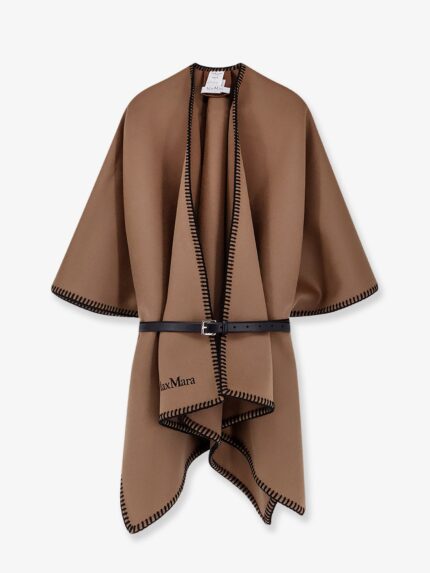 Max Mara Mxacolomba Virgin Wool Cape With Belt