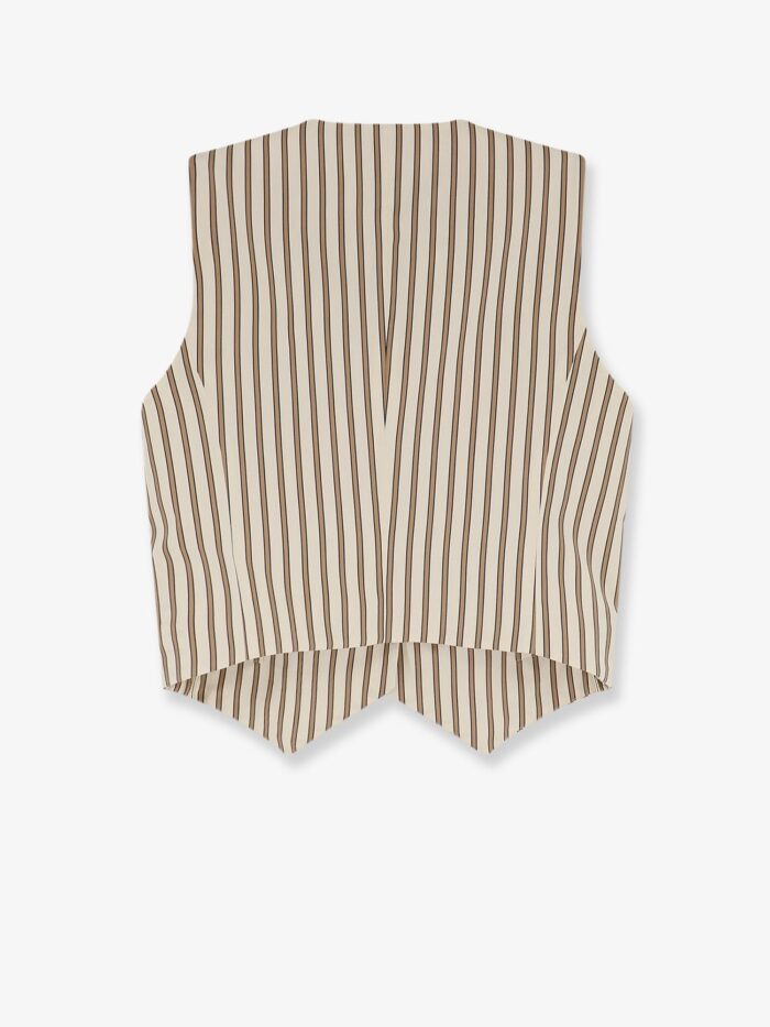 Max Mara Mxmfauno Striped Cotton And Silk Vest