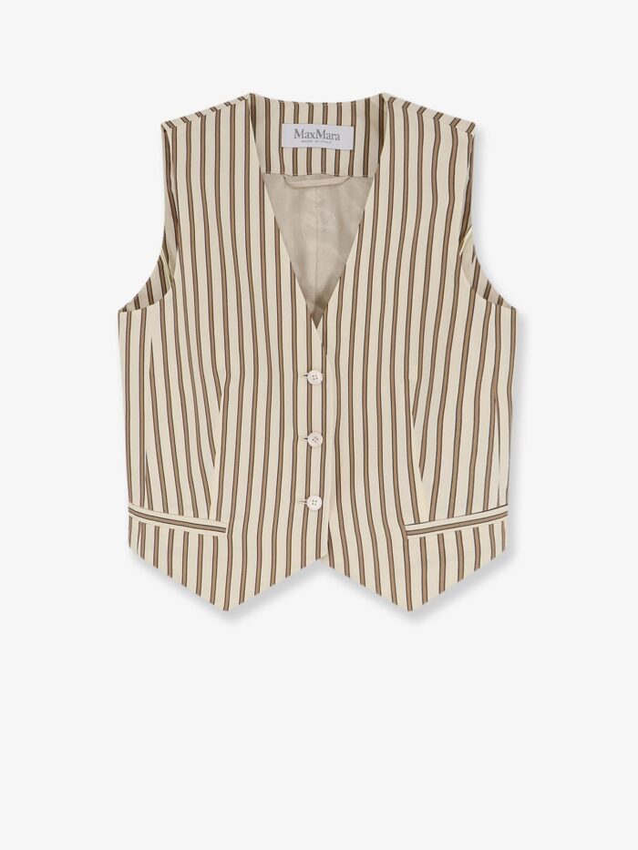 Max Mara Mxmfauno Striped Cotton And Silk Vest