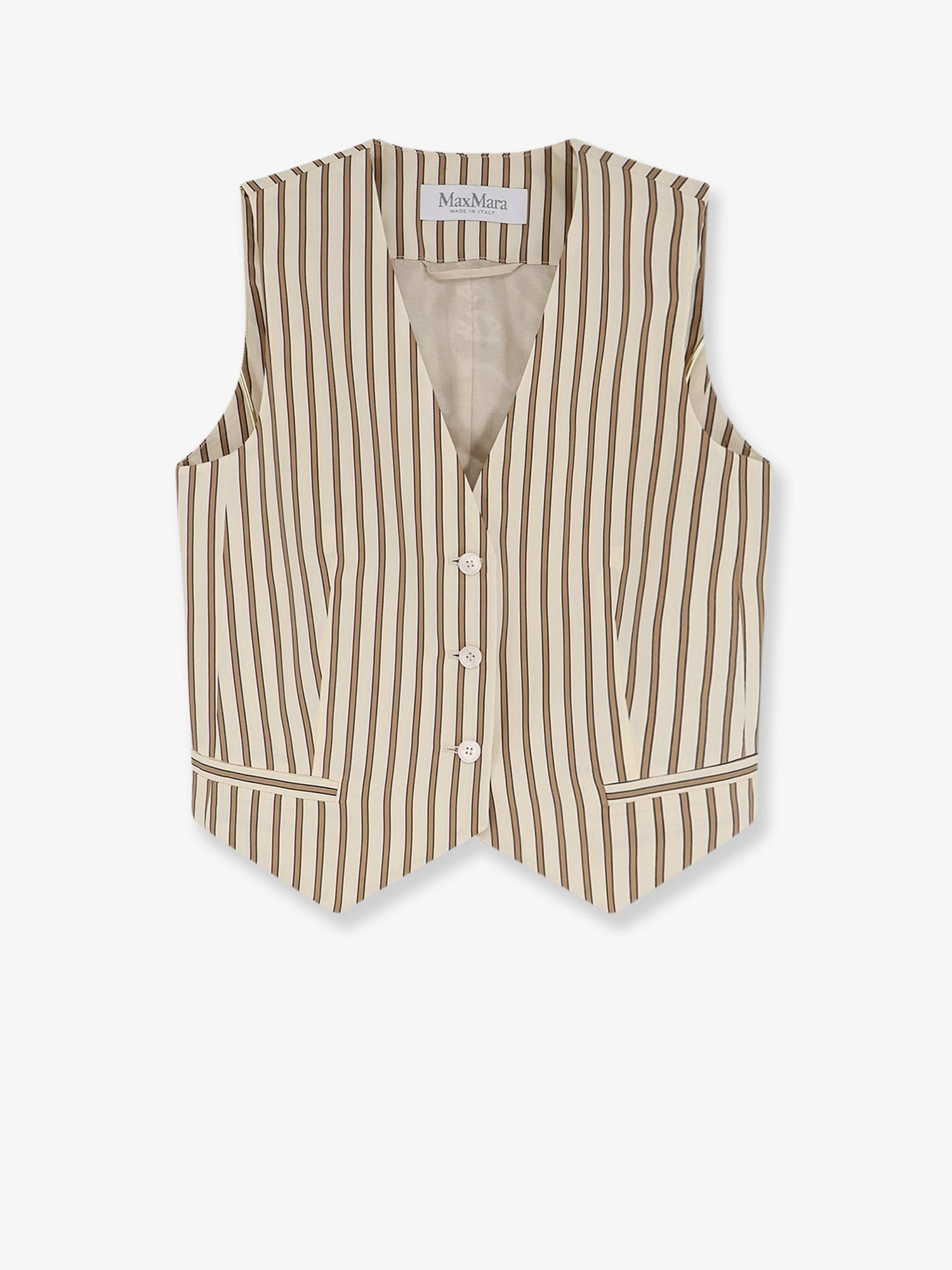 Max Mara Mxmfauno Striped Cotton And Silk Vest