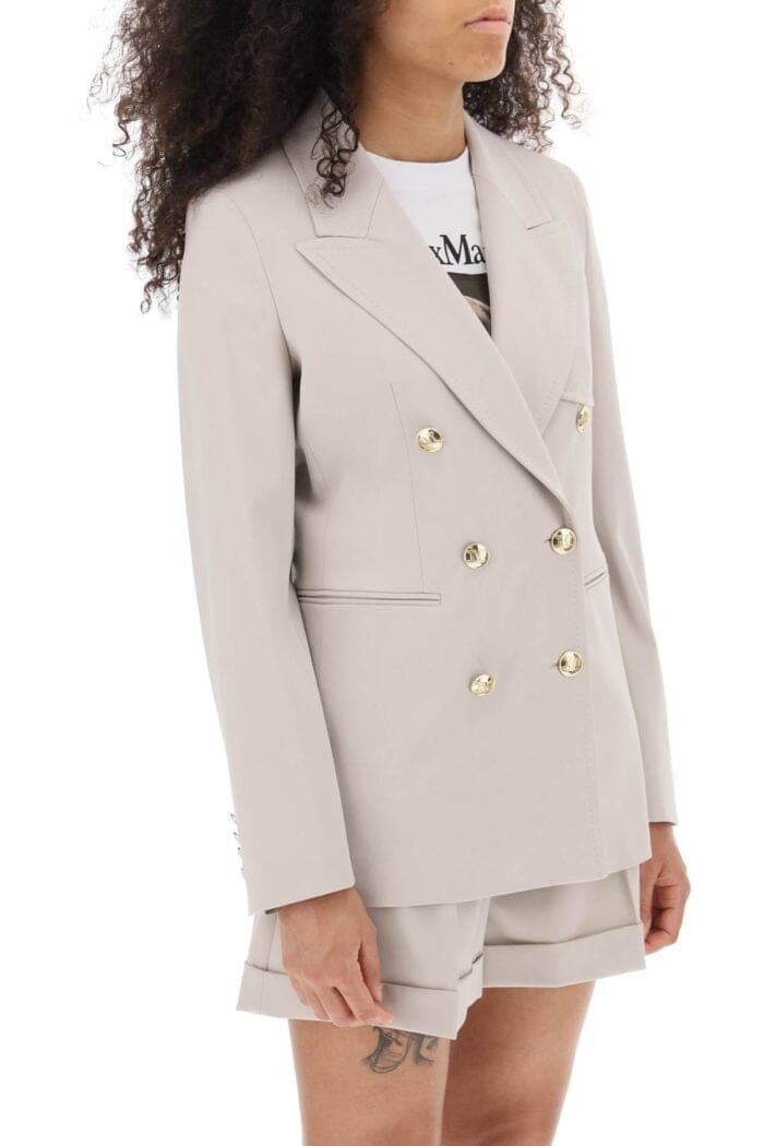 MAX MARA 'reale' Double-breasted Blazer In Light Wool Gabardine