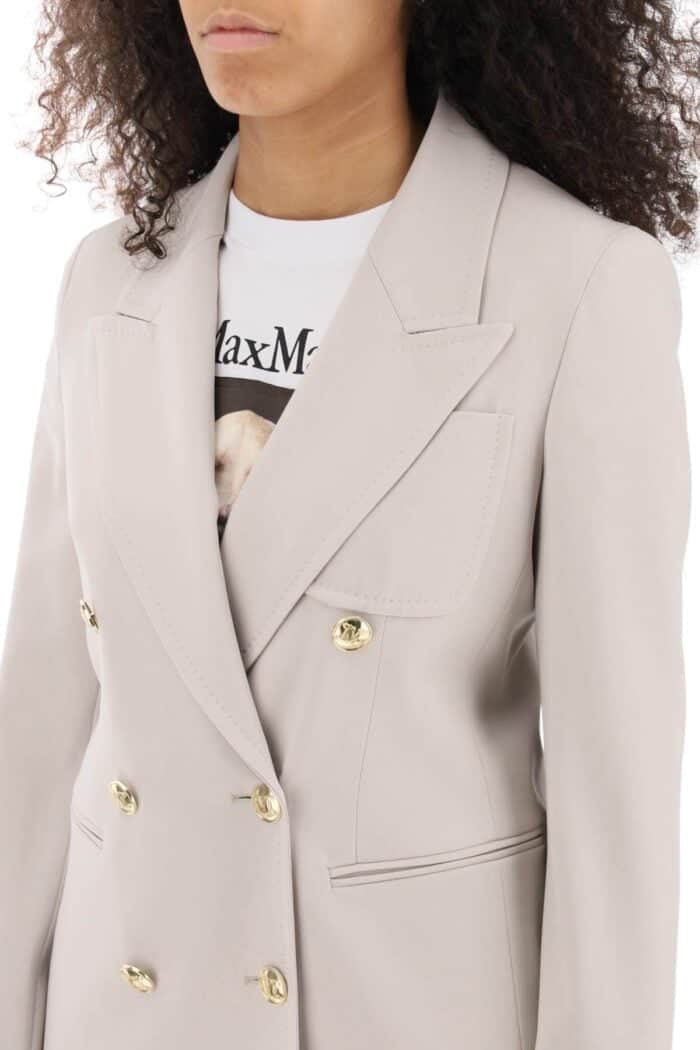 MAX MARA 'reale' Double-breasted Blazer In Light Wool Gabardine