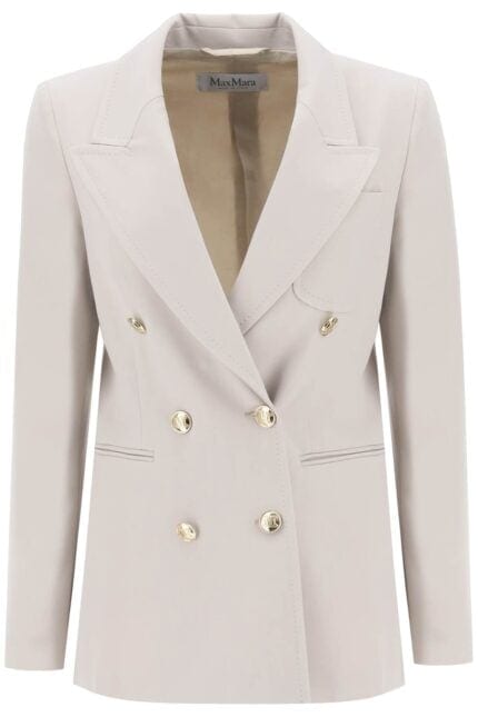 MAX MARA 'reale' Double-breasted Blazer In Light Wool Gabardine