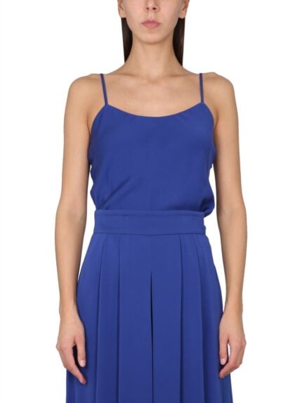 Max Mara SILK CHARMEUSE TUXEDO TOP