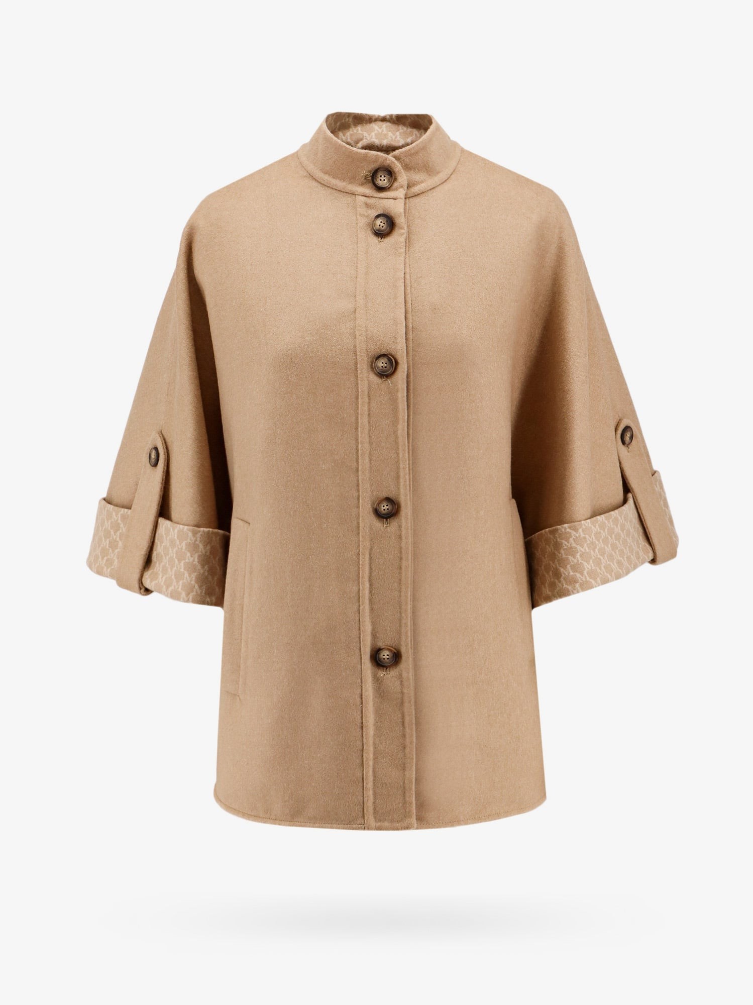 Max Mara Virgin Wool And Cashmere Cape Wih Pockets On The Front