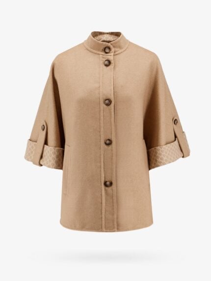 Max Mara Virgin Wool And Cashmere Cape Wih Pockets On The Front