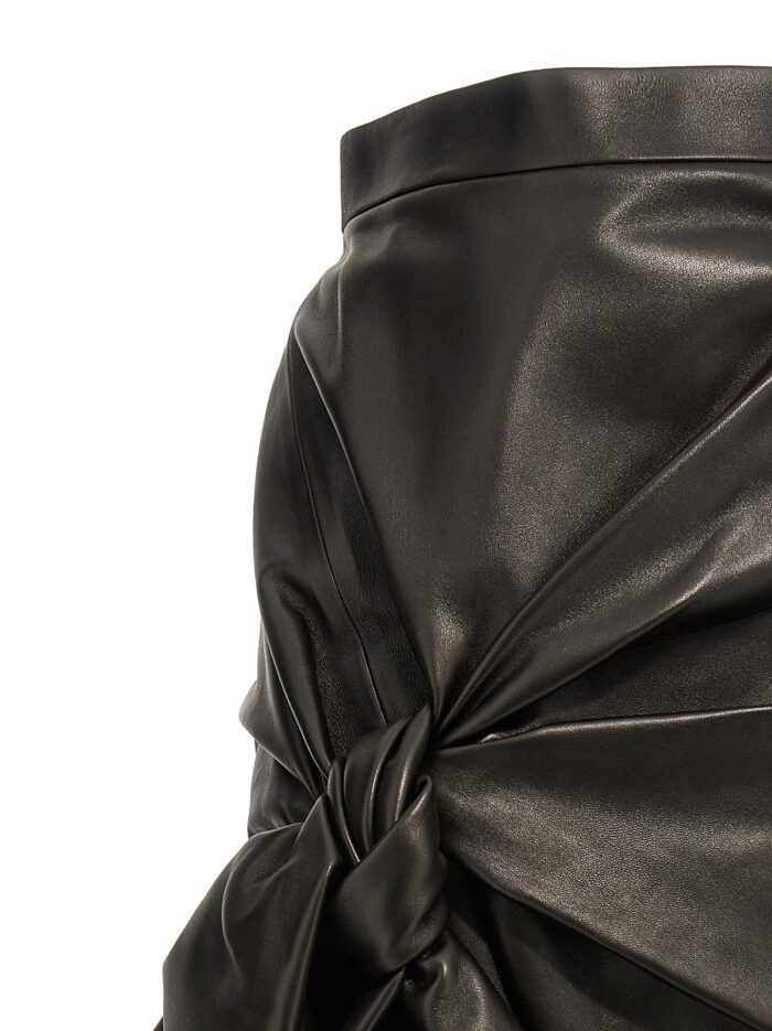 MCQUEEN Maxi Bow Leather Skirt